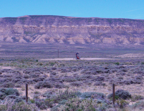 An oil well, oddly the only one in the area.